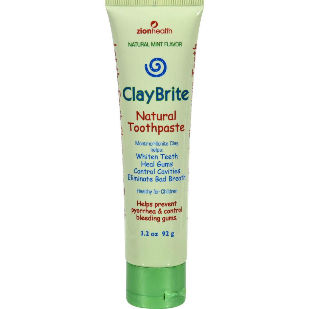 Zion Health Claybrite Natural Toothpaste - Natural Mint - 3.2 Oz - Maras Green
